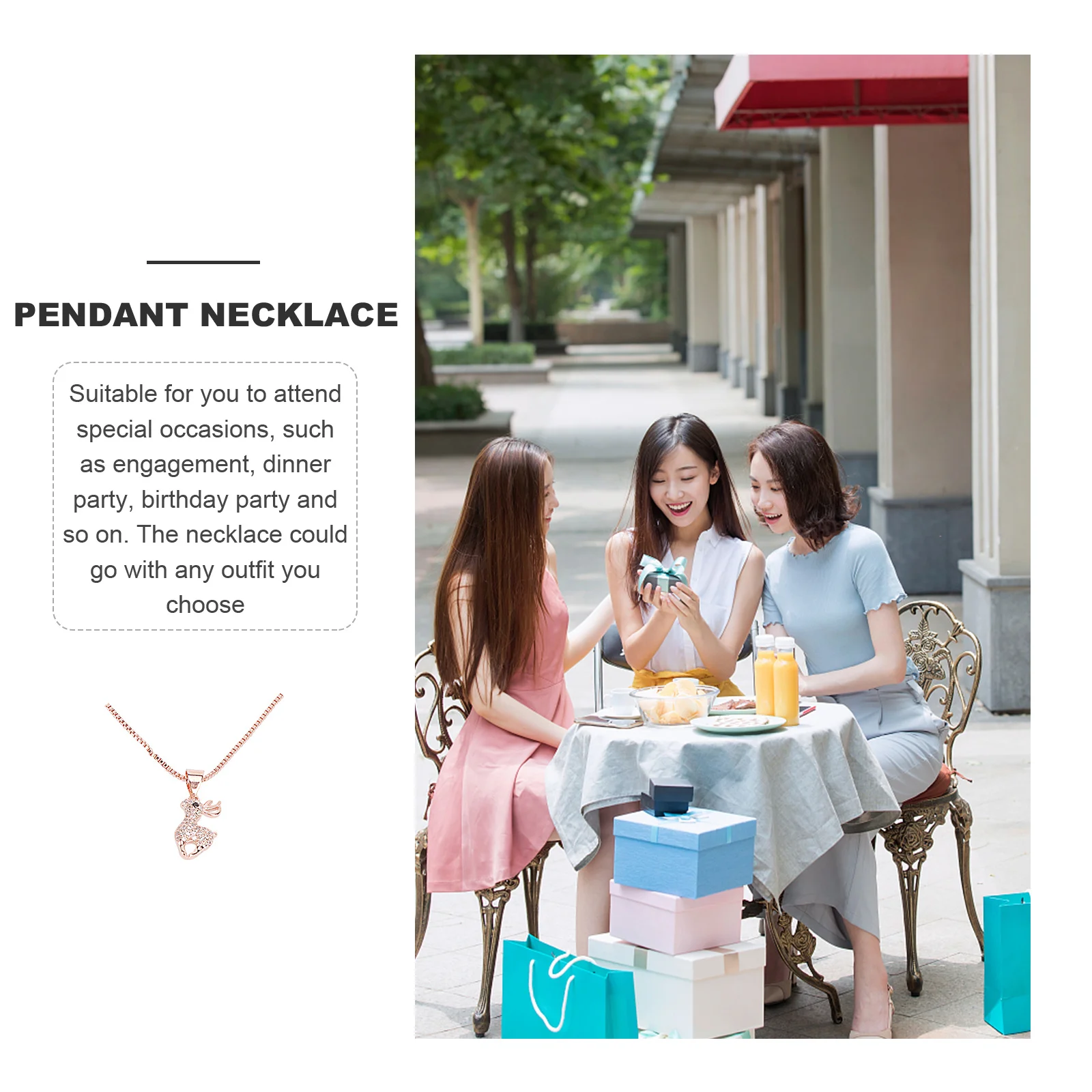 

Elk Pendant Necklace Elegant Zircon-Inlaid Clavicle Chain Charming Neck Jewelry for Wedding Birthday Gifts Woman's Necklace