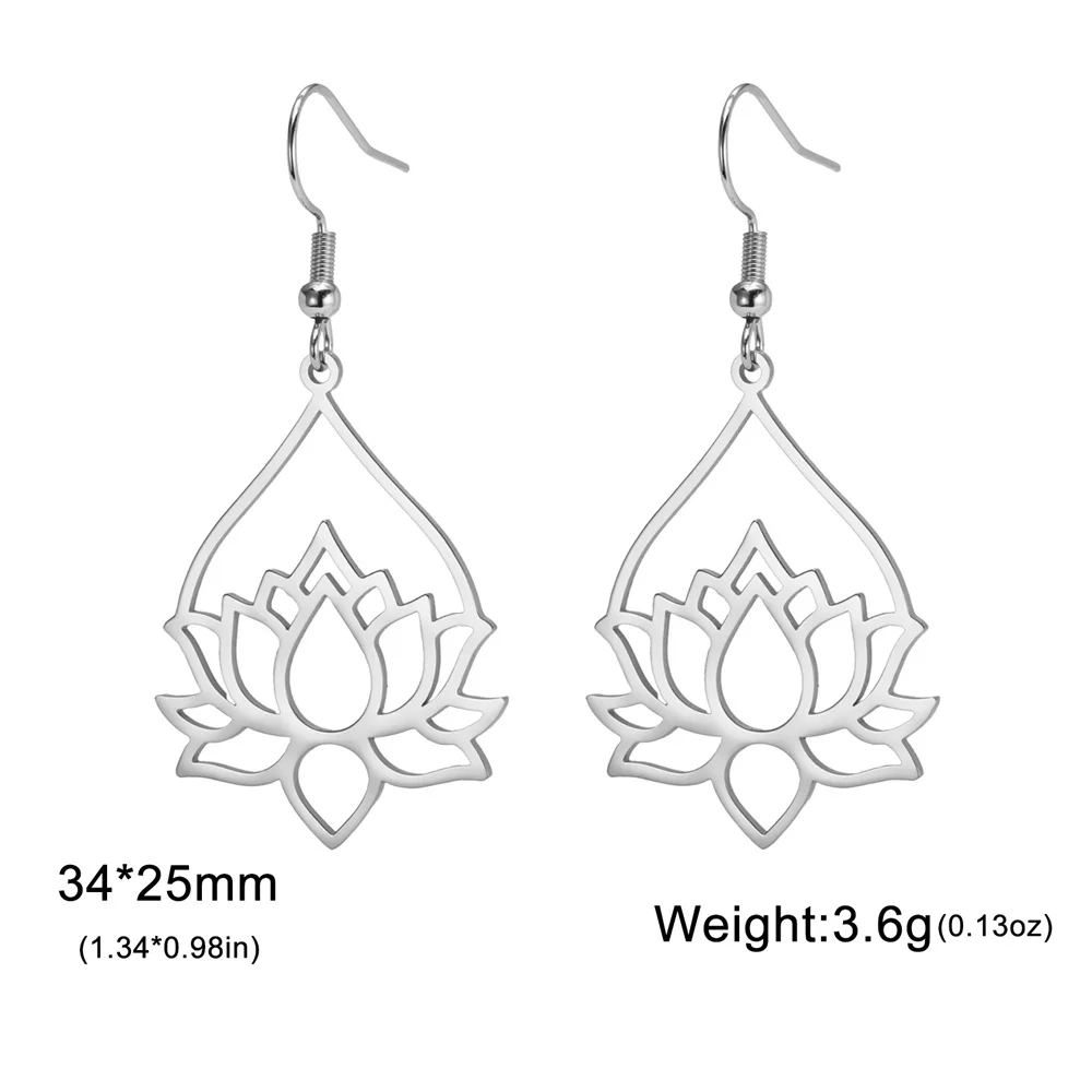 My Shape Hollow Lotus Drop Earrings for Women Stainless Steel Flower Dangle Earring Yoga Buddhism Jewelry Gifts Amulet Wholesale