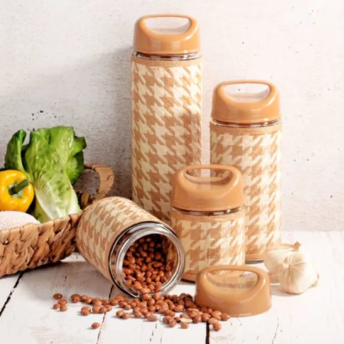 EWS 4'lü Mesh Coated Glass jar Set