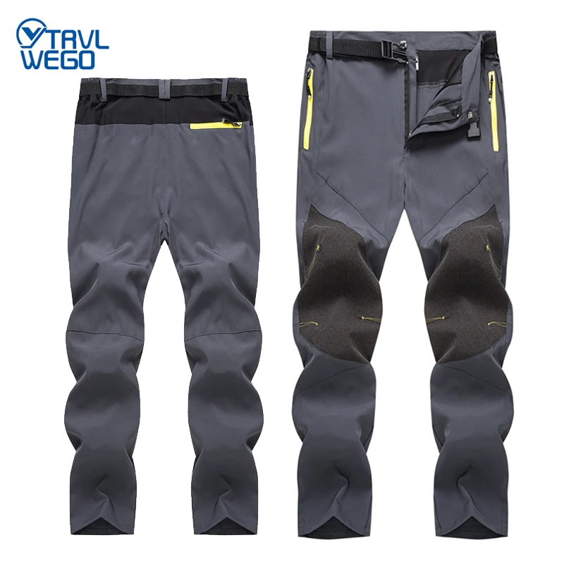 TRVLWEGO Outdoor Men Pants Hiking Camping Quick Dry Ultra-light UV Proof Reinforced Knee Climbing Travel Sports Work Trousers