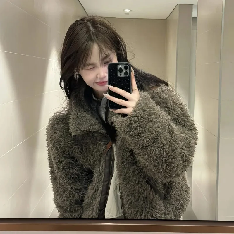 Lamb fur Coat for Women 2024 Winter New Item fur Integrated Loose and Thick High-end Feeling Soft and Fluffy Jacket for Couples