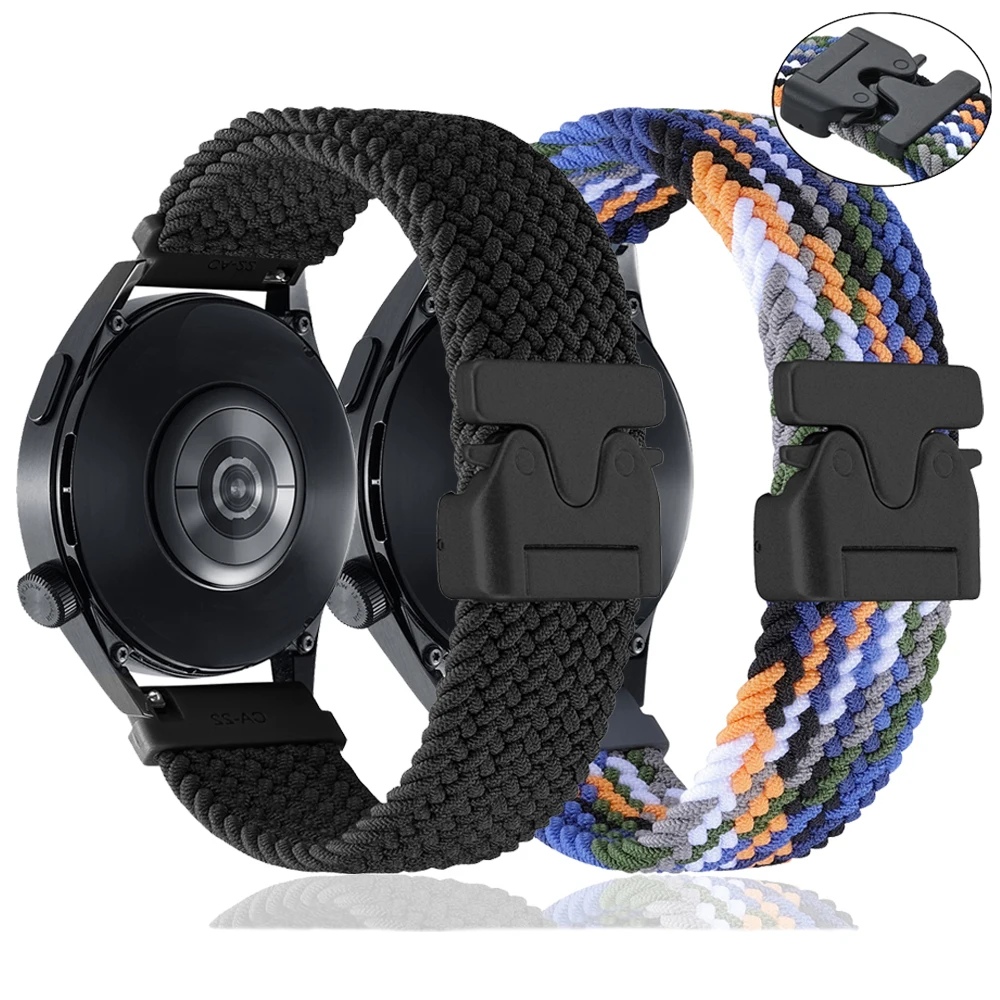 حزام حلقة مضفر لساعة جالاكسي 7/FE/6/5/pro/4/كلاسيكي/نشط 20 مللي متر 22 مللي متر سوار نايلون Correa Huawei Watch GT 2 3 Pro 4 Band
