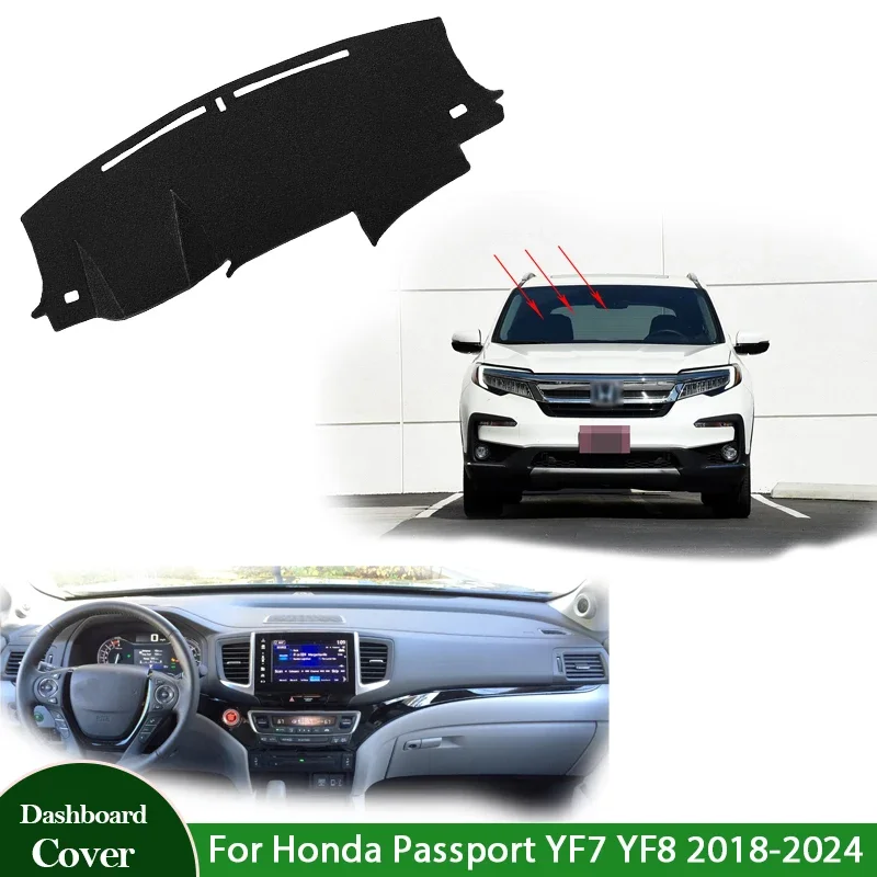 Anti-UV Mat Dashboard Cover Pad Sunshade Dashmat Carpet Protect Car Accessories 2023 2022 For Honda Passport YF7 YF8 2018 ~ 2024