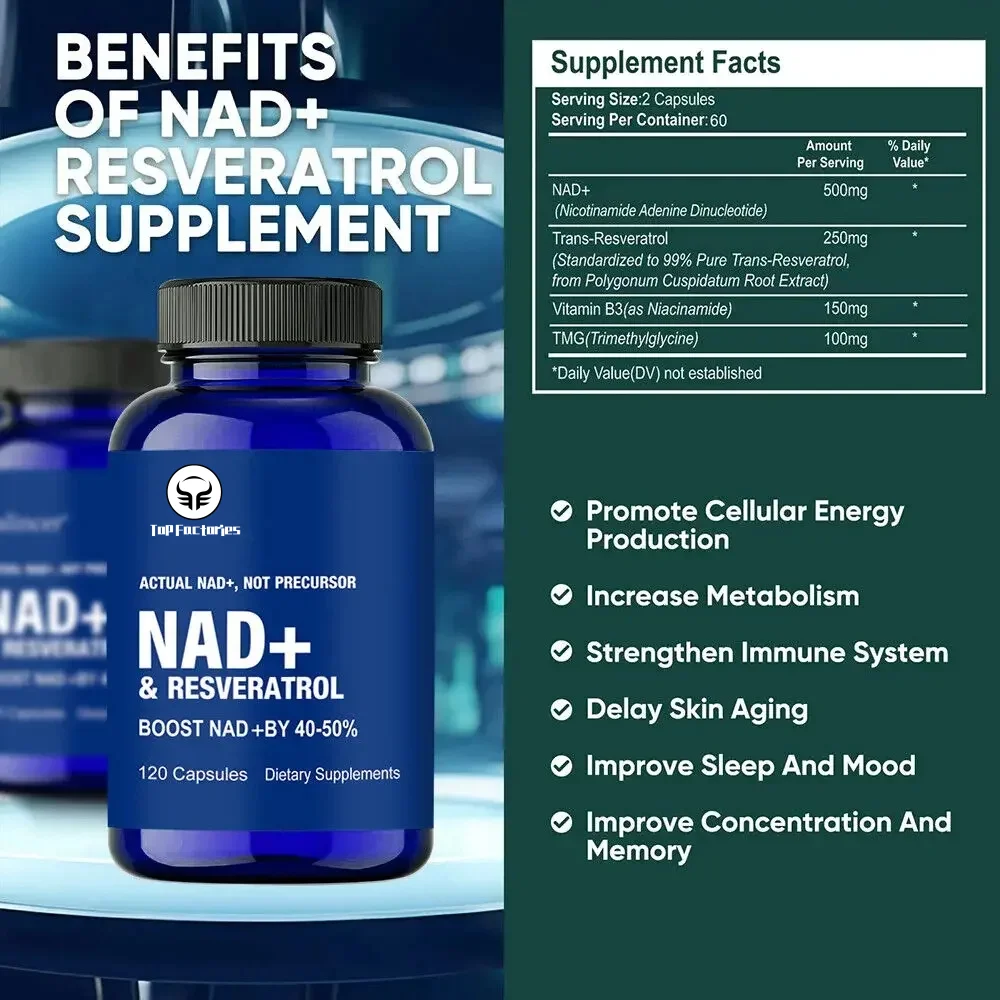 Top Factories Nad Supplements with Resveratrol Plus Vitamin B3 Nad Plus Enhances Cellular Energy Metabolism