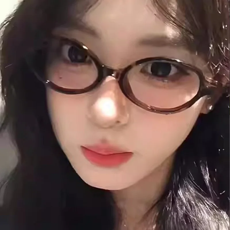 اليابانية Y2K ريترو الأسود البيضاوي إطار نظارات النساء مكافحة الضوء الأزرق النظارات ليوبارد الحلو كول نظارات الاتجاه القراءة النظارات #1