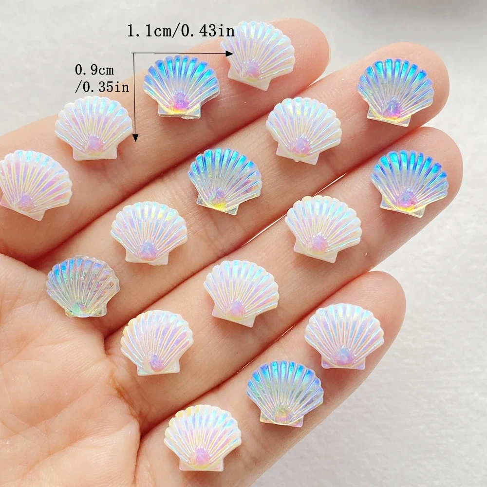 30Pcs Mixed AB Color Coated Shell Nail Art Flat back Rhinestone Bead Scrapbook DIY Manicures Appliques Accessories Crafts