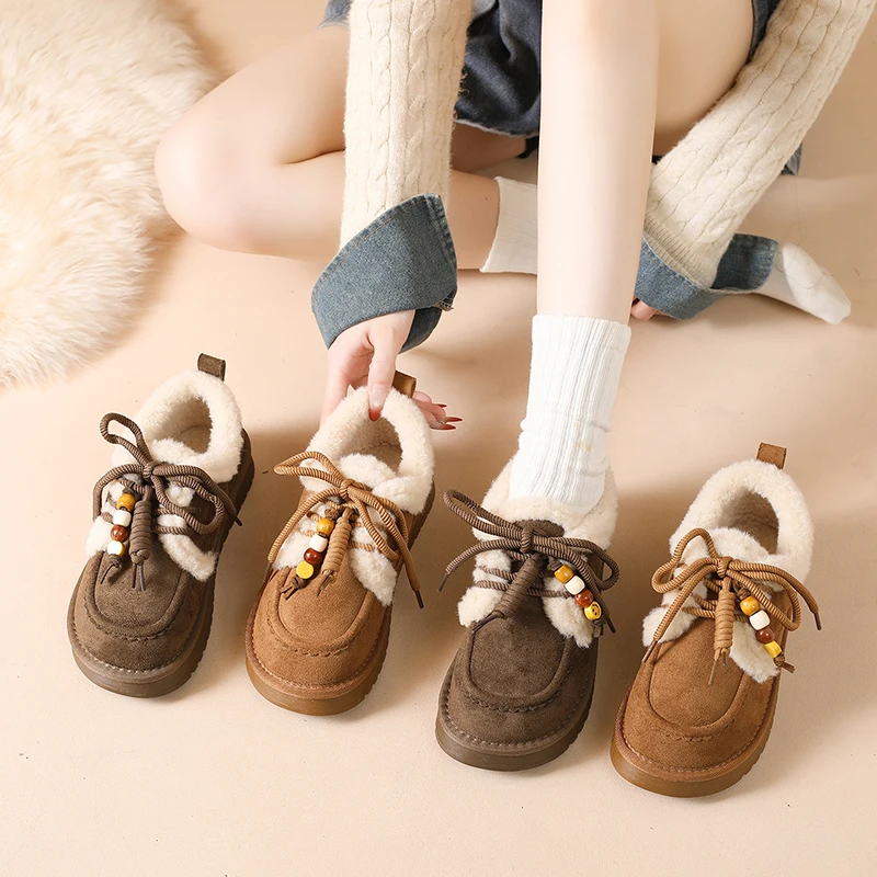 حذاء بدون كعب بنعل سميك بتصميم جديد لخريف وشتاء 2025، حذاء نسائي قطني غير رسمي مبطن سميك ودافئ أحذية نسائية #6