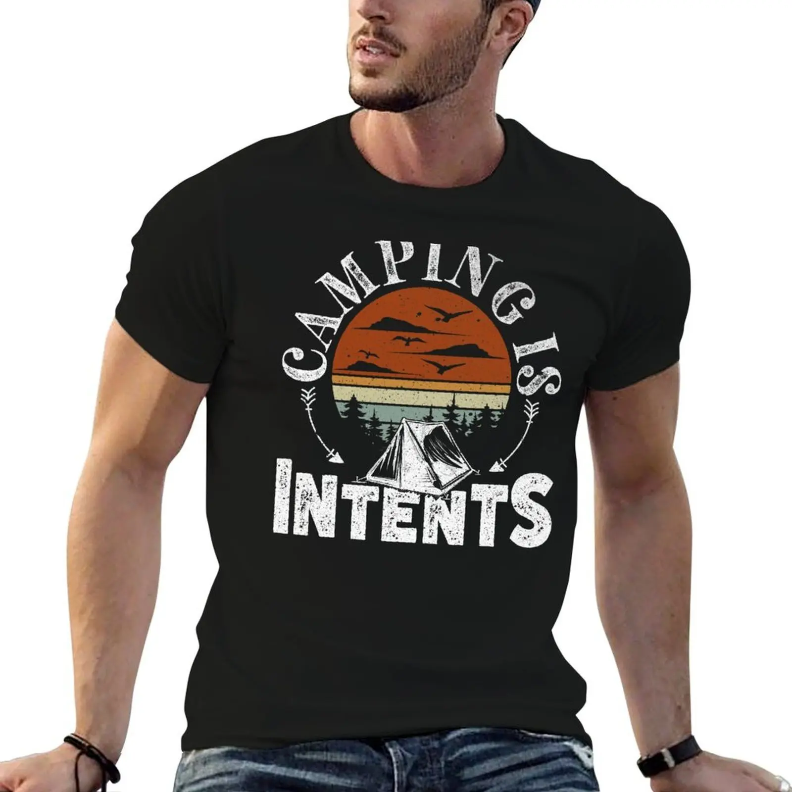 

Camping Is Intents - Camping Tent T-Shirt man t shirts for men man t shirts cotton T-Shirt