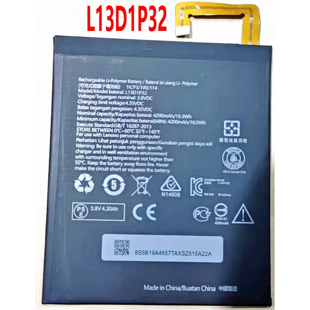 

New L13D1P32 High Capacity Battery Batteries 6750mAh For Lenovo Lepad 8inch A8-50 A5500 S8-50 Tab 3 TB3-850F TB3-850M