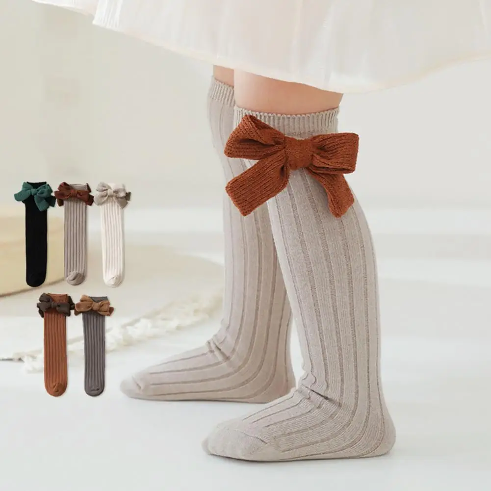 Kleinkinds ocken Prinzessin Stil minimalist isch gekämmte Baumwolle Schleifen knoten Strümpfe Socken für den Winter