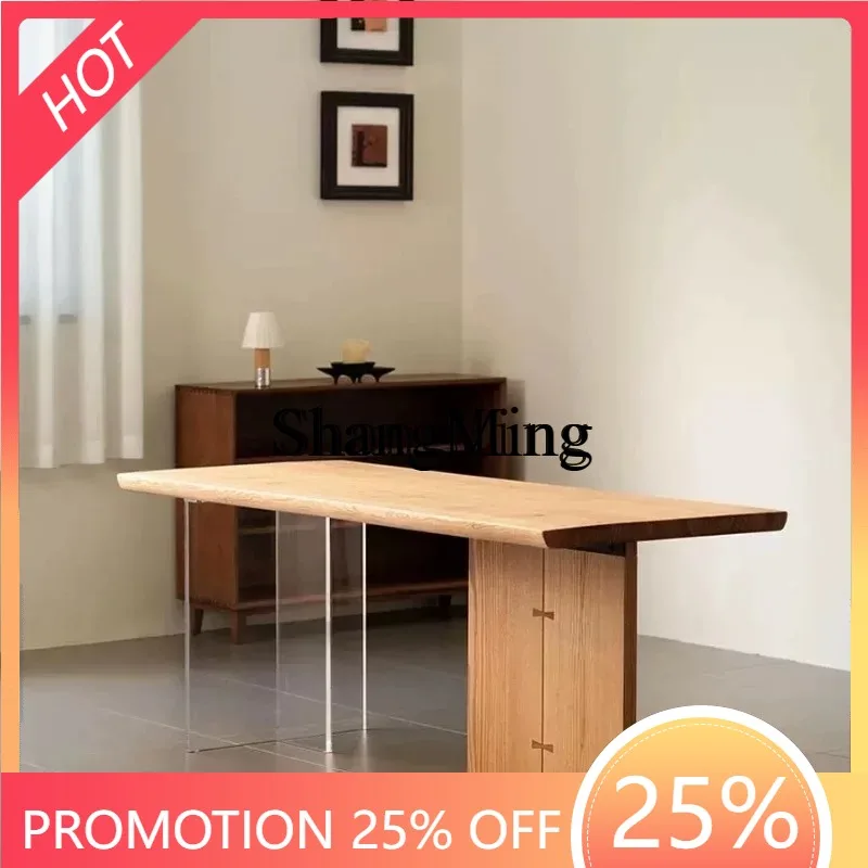 

CL log tea table wabi sand wind acrylic ash wood tea office solid wood large board tsuspended table