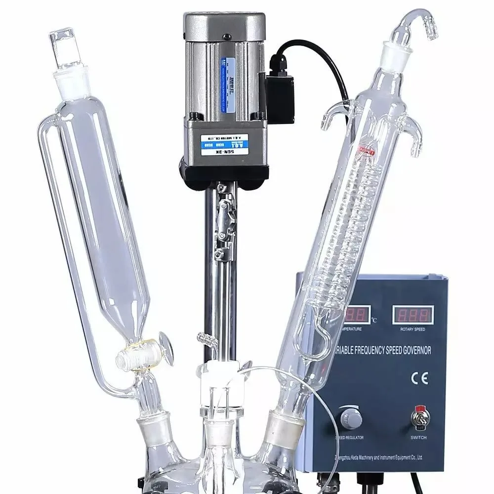 5L Laborator Double-Layer Glass Jacket Reactor Chemical Stirred Reaction Vessel