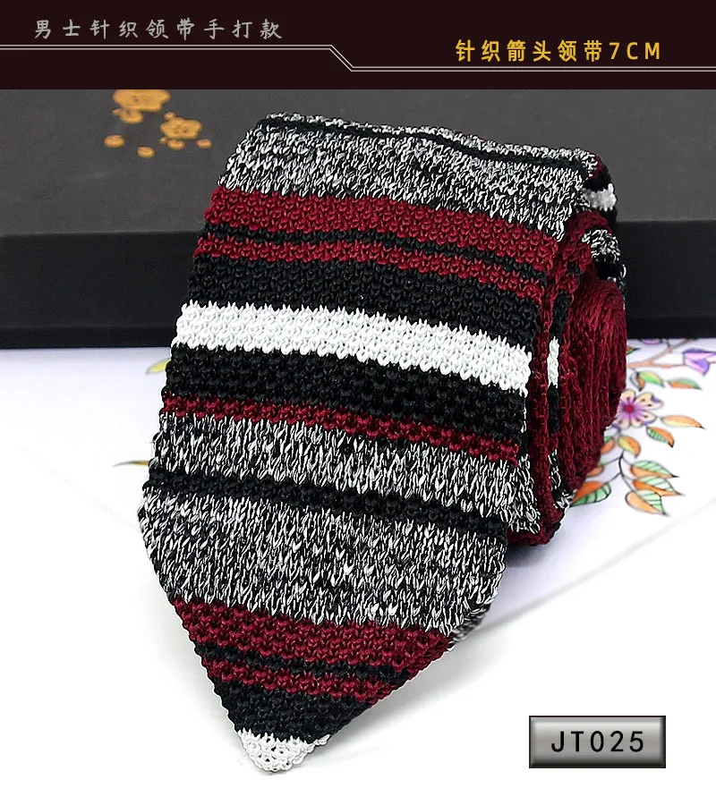 Neue Strick krawatten lässig dünne Krawatte für Party Jungen Mädchen gestrickt gestreifte Krawatte Hochzeit Krawatte für Bräutigam Hals tragen für Männer – Detail 8