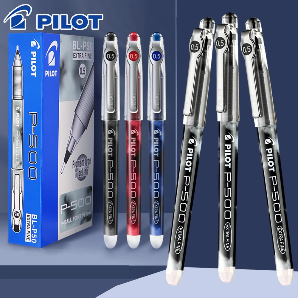 

12pcs Student Stationery Japan Pilot Gel Pen P500 Large Capacity 0.5mm Examination Signature Ballpoint Pen Office Supplies