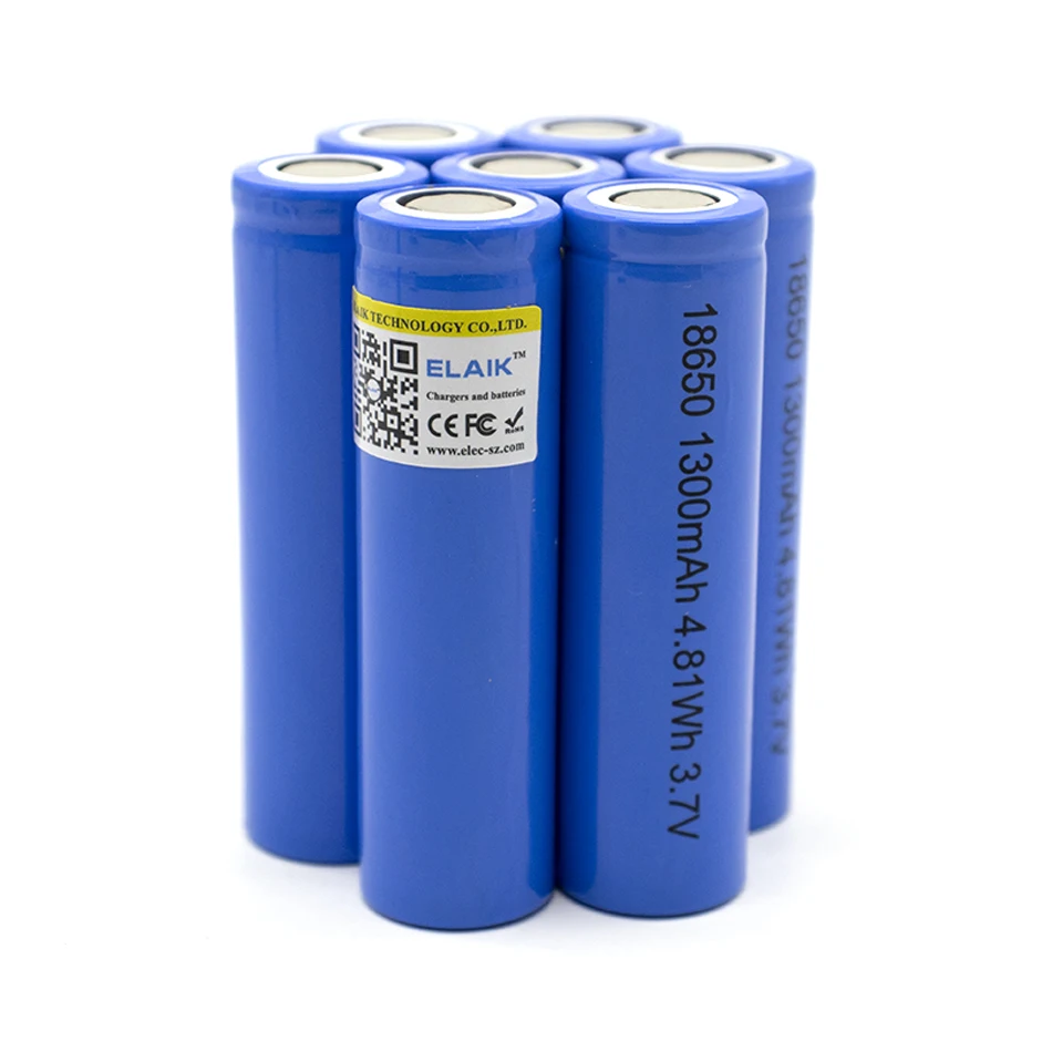 4PCS ELAIK lithium battery 3.7V 18650 1300mah capacity lithium battery   strong light flashlight rechargeable battery