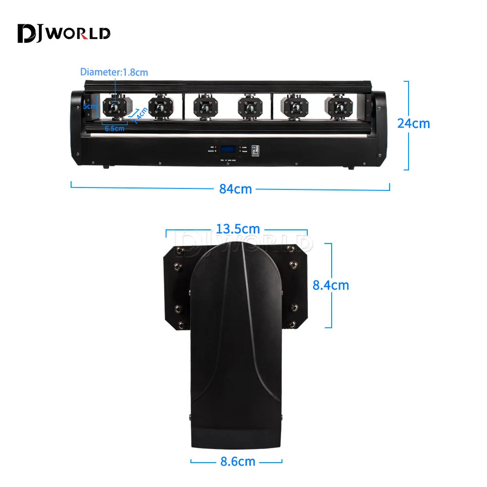 2PC/Set 3000mW Moving Head Light RGB 3in1 6 Eyes DMX Controller Stage Bar DJ Disco Party Wedding Spot Beam Lighting