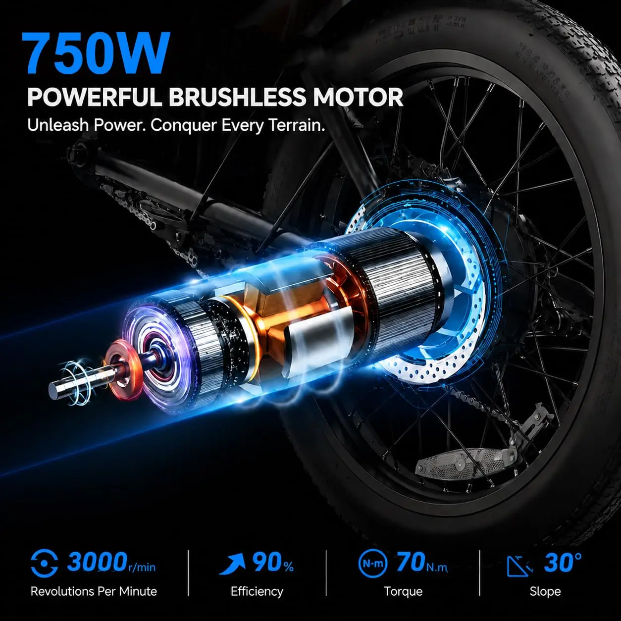 1500W 48V 18Ah Electric Bike Adults 68 Miles Range Fat Tire Off Road E-Bike, Customized