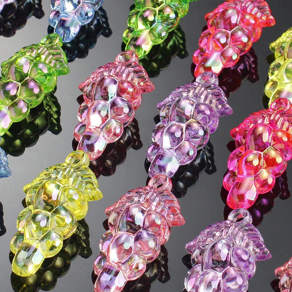 5 Stück 45x26mm Gemischte Farben Transparente Farbverlauf-Acryl-Traubenanhänger Niedliche Fruchtanhänger für DIY-Schmuckherstellung Bastelzubehör – Detail 1