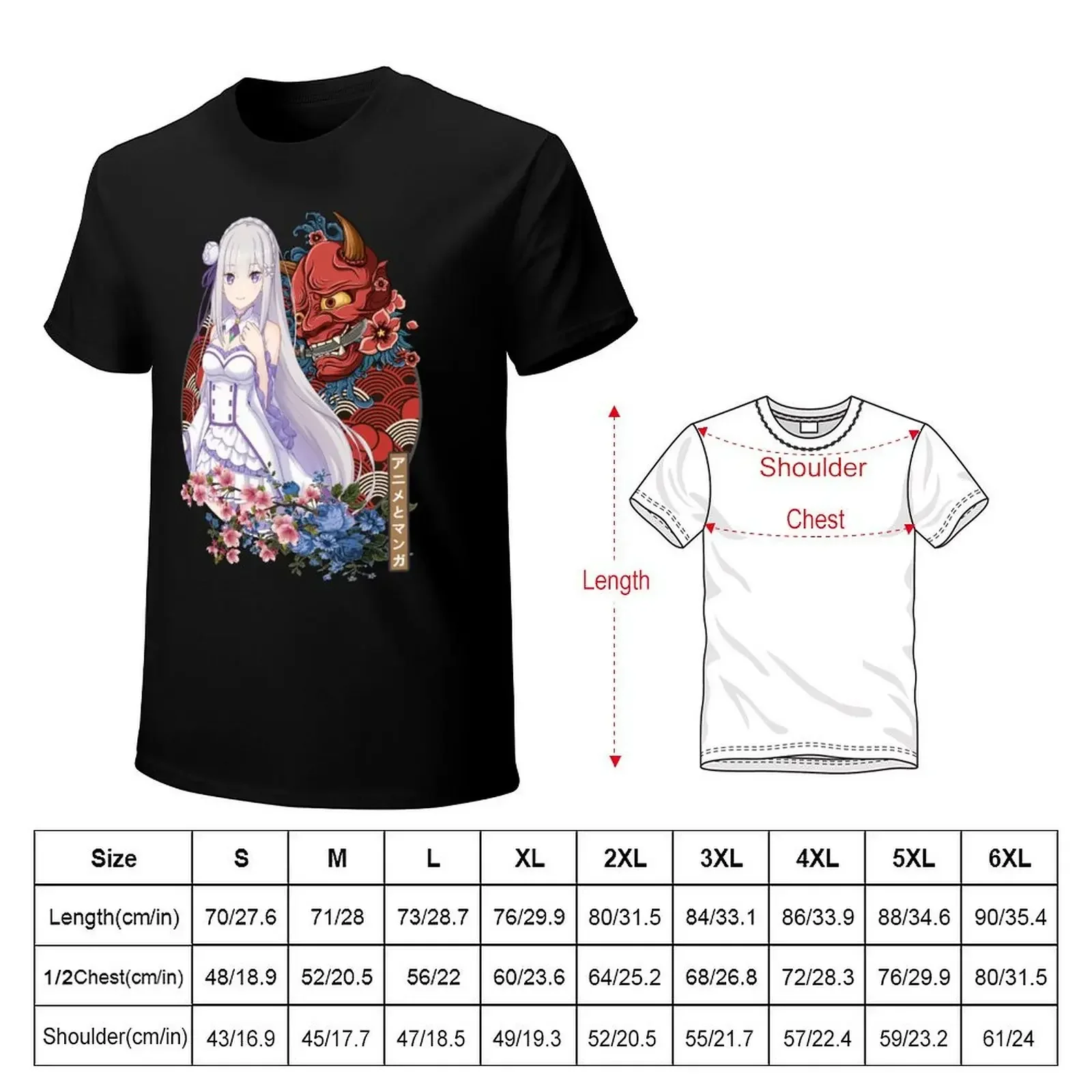 Emilia ReZero Retro Japanese Design T-shirt hippie clothes summer clothes tshirts for men