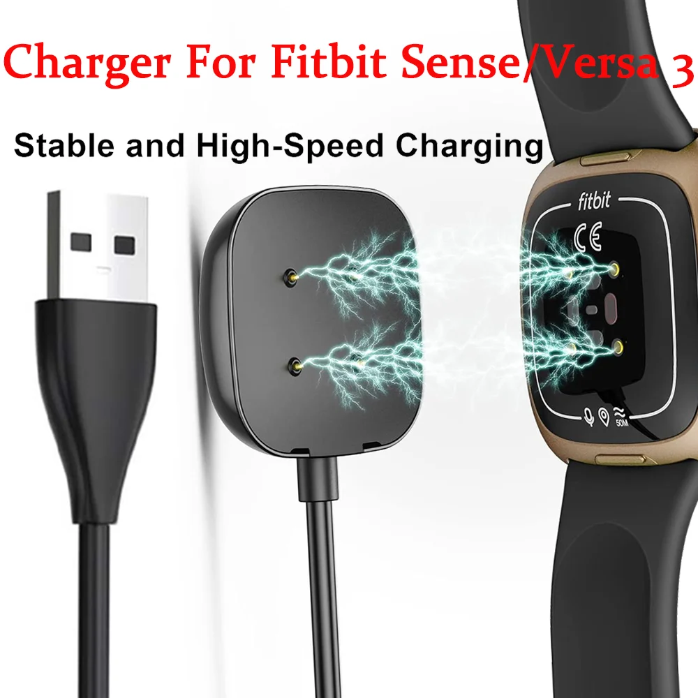 Charger Compatible with Fitbit Sense/Sense 2, Versa 3/4 Replacement Charger, Smartwatches Magnetic Fast-charging Cable