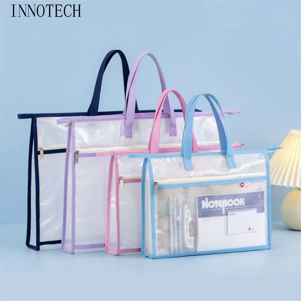 

Прозрачная сумка для хранения файлов формата A3/A4, утолщенная многослойная сумка на молнии, большая вместимость с ручкой, сумка для документов, держатель для файлов