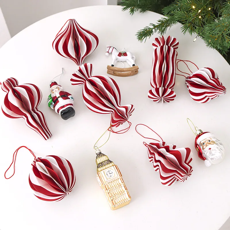 Christmas Decoration Honeycomb Ball Ornament Hanging Decor for Christmas Tree Window Display