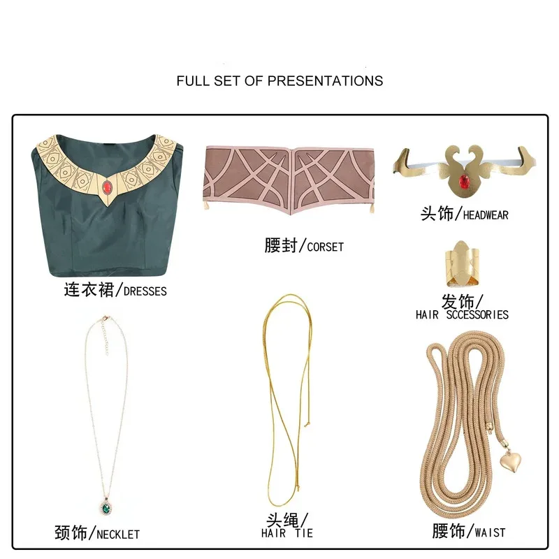 2025 Filme Lorded Rings Hera Green Pricness Vestido Guerra do Rohirrim Mulheres Disfarce Fantasia Fantasia Roupas de Festa de Halloween