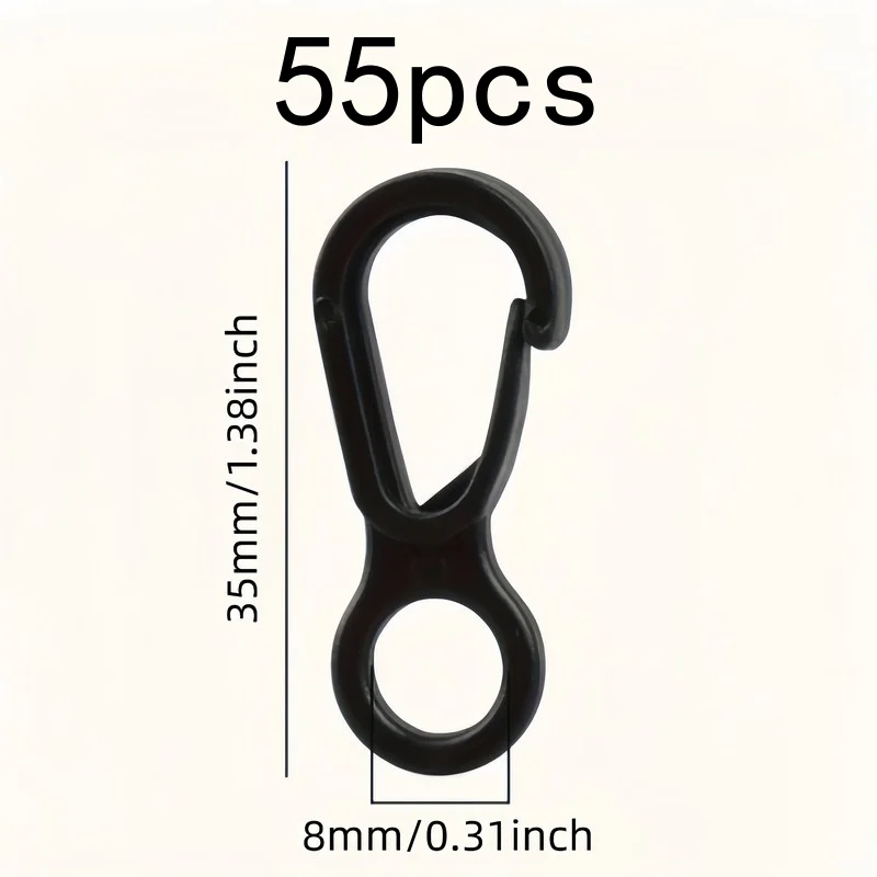 Snap Hooks 55 pcs, Quick Release, Easy to Clip, for Camping Tent Lights and Backpack Accessories, Easy to Install