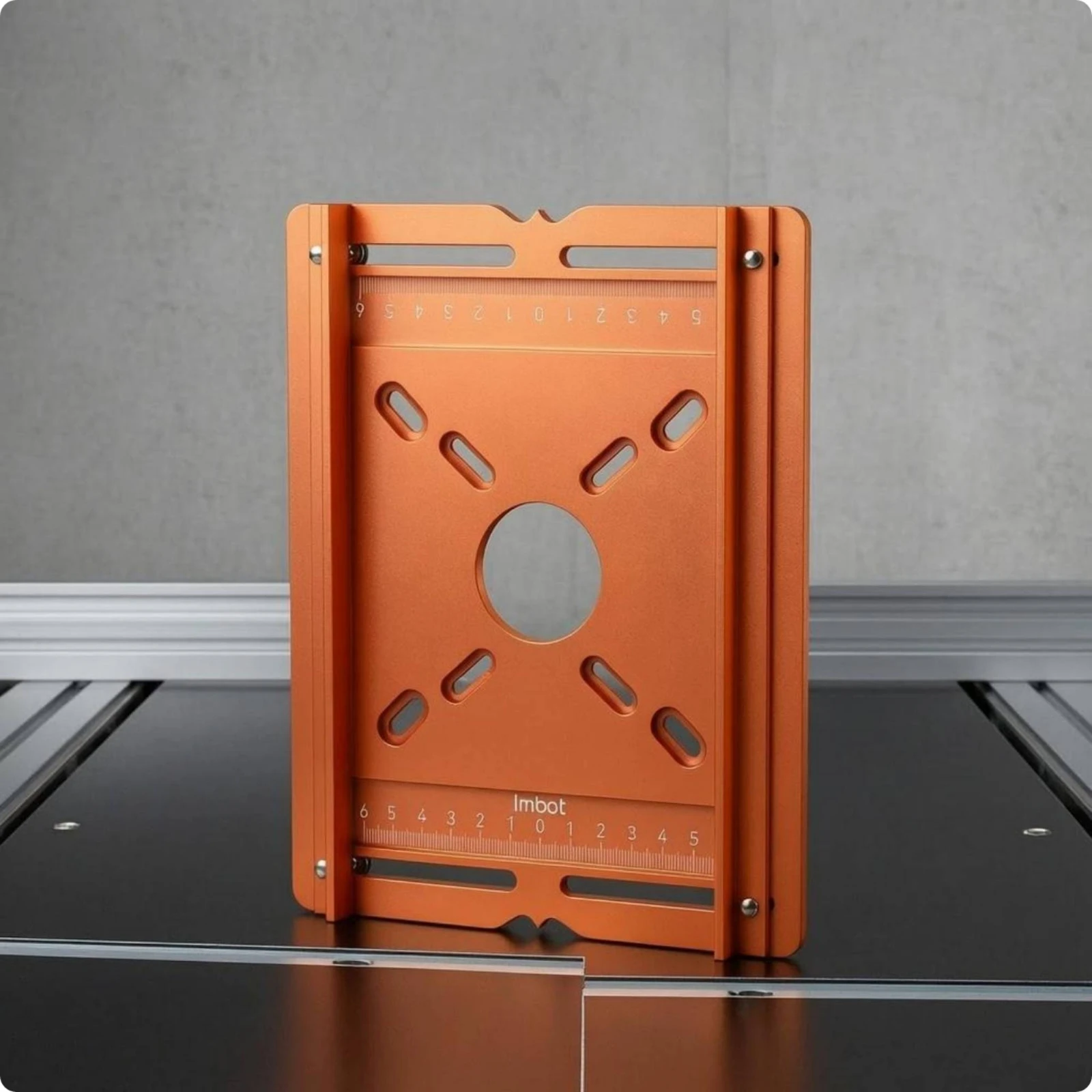 Slotting Router Plate Measurement Markings Router Grooving Base Plate Trimmer Base Polished Finish Slotting Bracket Orange