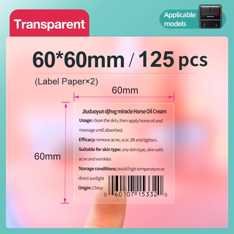 Imagem -04 - Niimbot Label Paper Transparente Nome Adesivo Impermeável Auto-adesivo Desenhos Animados Pequeno Etiqueta Circular Papel Térmico b1 B21 B203