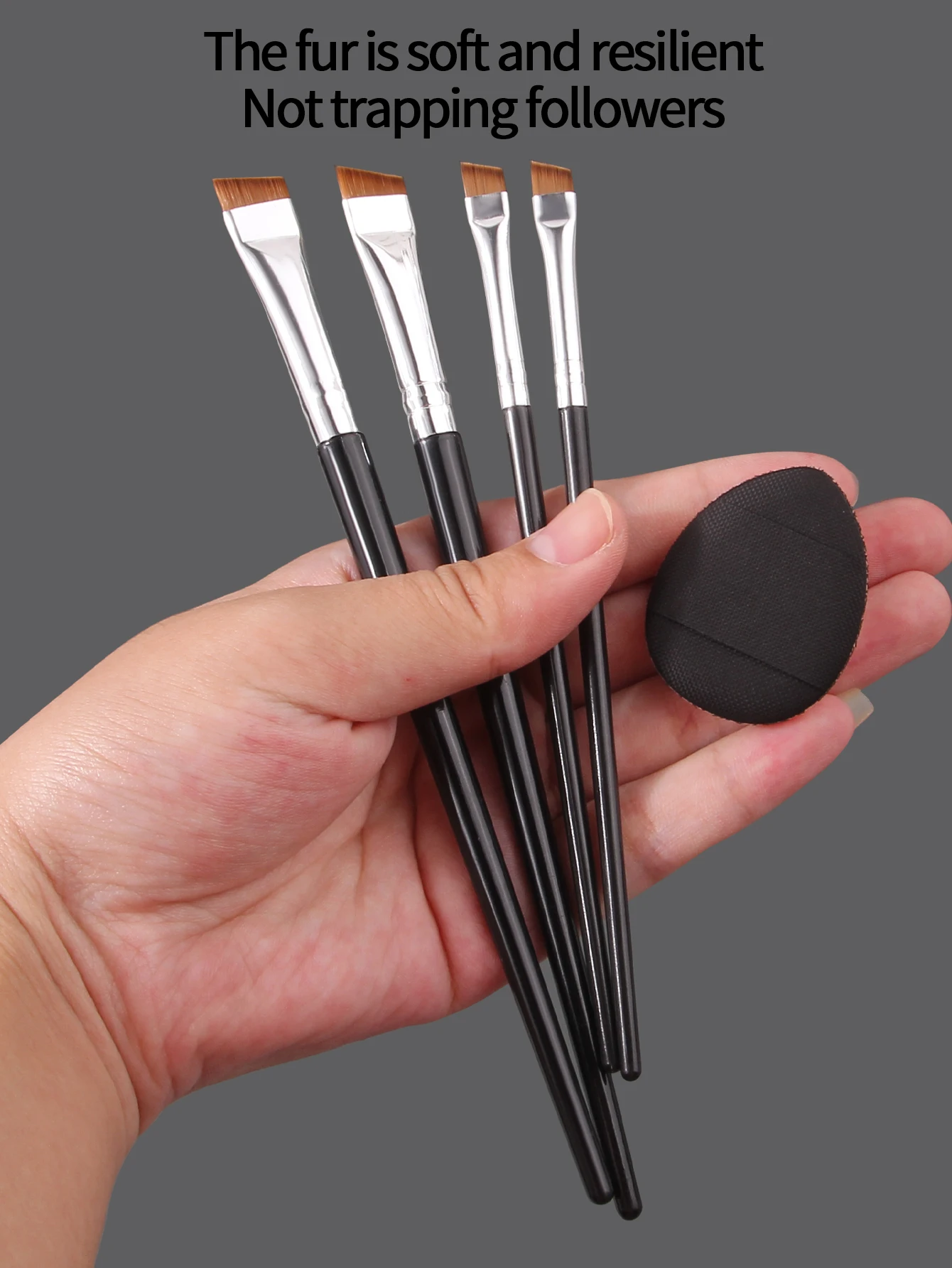 4 ชิ้น Ultra-thin Fine อายไลเนอร์และชุดแปรงคิ้ว, เริ่มต้น Eye Detail แปรงแต่งหน้า + มินิคอนซีลเลอร์นิ้วมือแป้งพัฟ