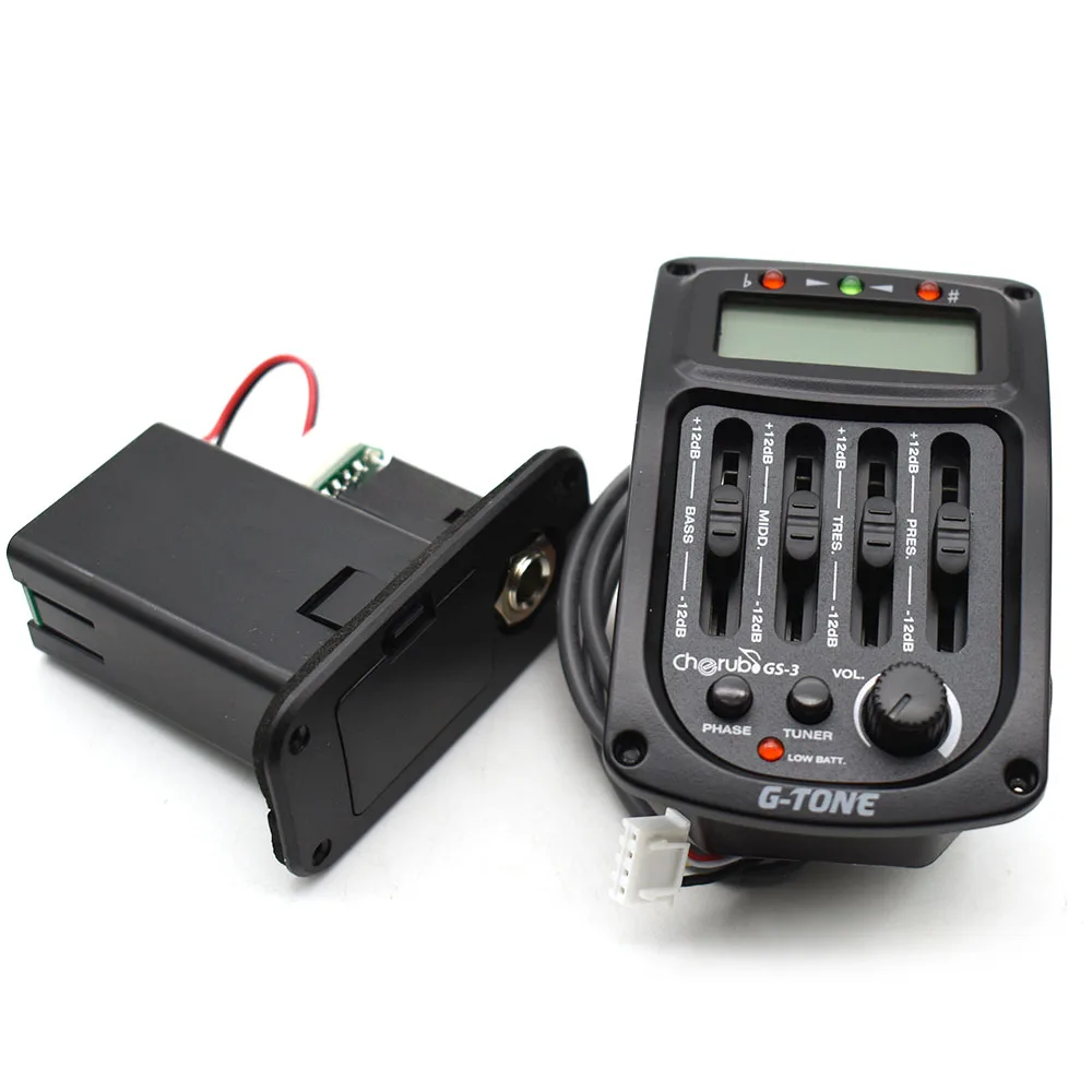 Cherub GS-3 الصوتية غوتيار Preamp 4 الفرقة EQ التعادل الغيتار بيزو لاقط مكبر للصوت مع موالف وظيفة المرحلة شاشة الكريستال السائل #6