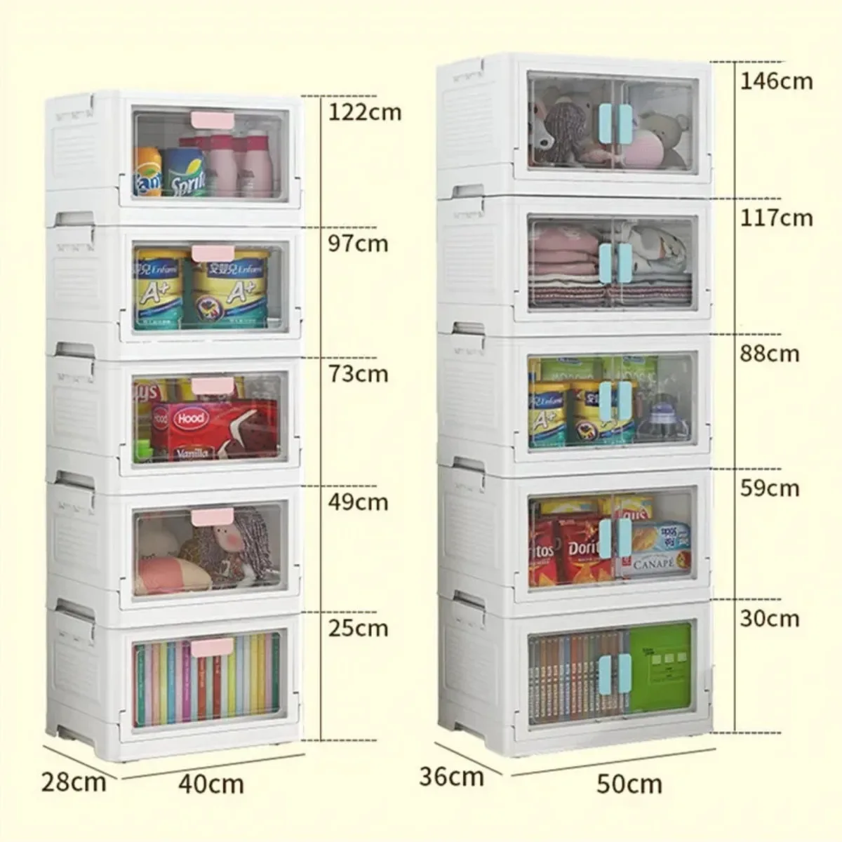 Foldable Storage Box Large Capacity Books Snack Toy Bin Closet Organizer Stackable Sundries Organizer with Wheels Home Storage