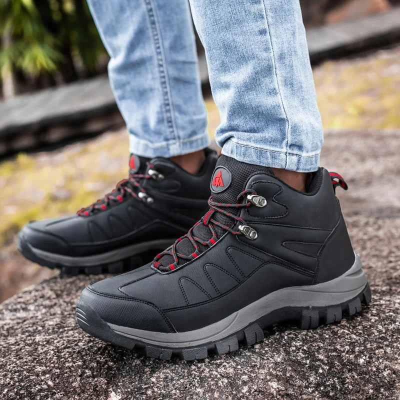 

High-top Boots Men Shoes Men Anti-slip Wear-resistant Combat Boots Men Thick-soled Lace-up Breathable Casual Shoes Men