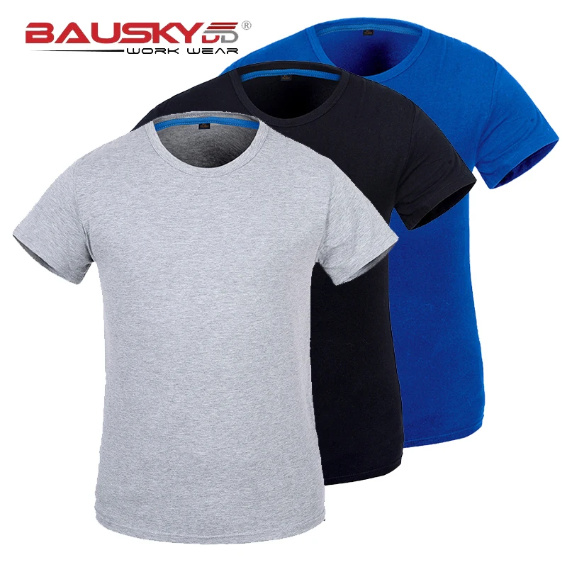 Workwear T-shirt Short Sleeved Shirts for Men Breathable Summer Work Clothes 100% Cotton T-shirt