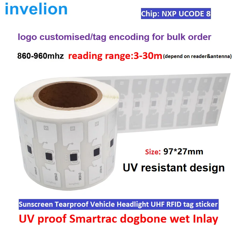 Marathon Run Timing Race Chip Low Cost 1-15meters UHF RFID Tag Long Range Smartrac Dogbone Wet Inlay With Impinj Monza R6 Chip