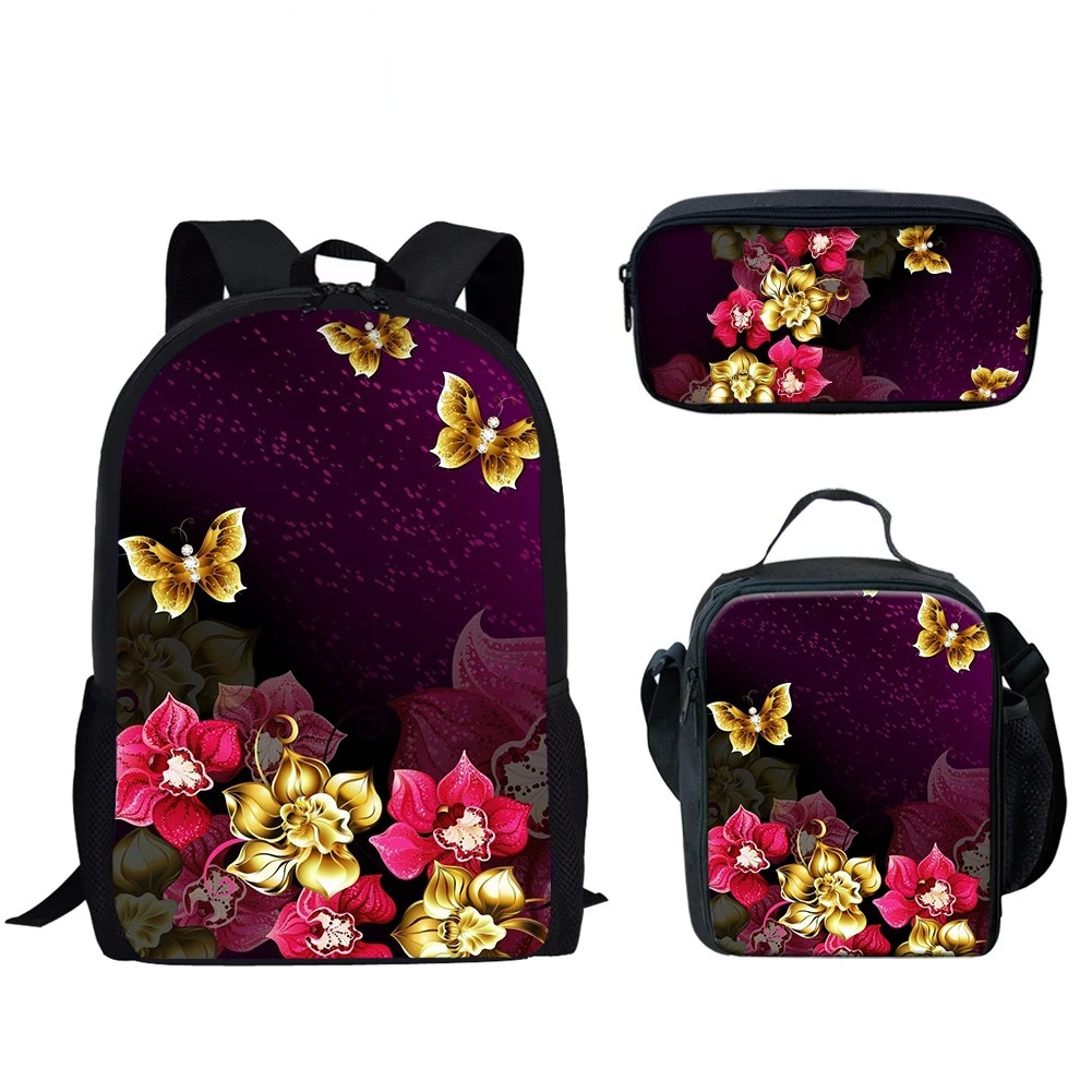 Sacs d'école à motif magnifique pour filles, Sac à dos à la mode, Sac à déjeuner portable, Sac à crayons décontracté, nouvelle collection