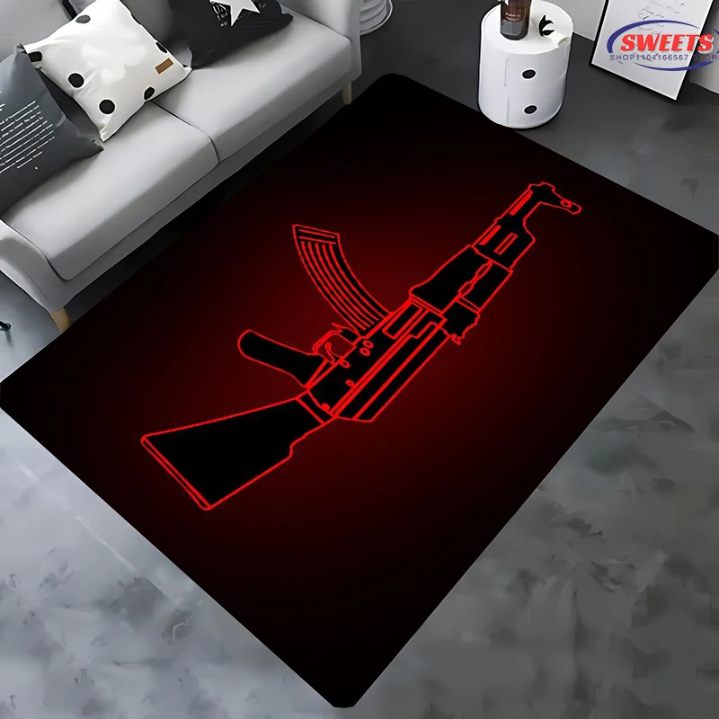 3D Assault Rifle Pistol Revolver Gun Carpet for Living Room Bedroom Hallway Long Strip Anti-slip Rug Sofa Doormat Home Decor Mat