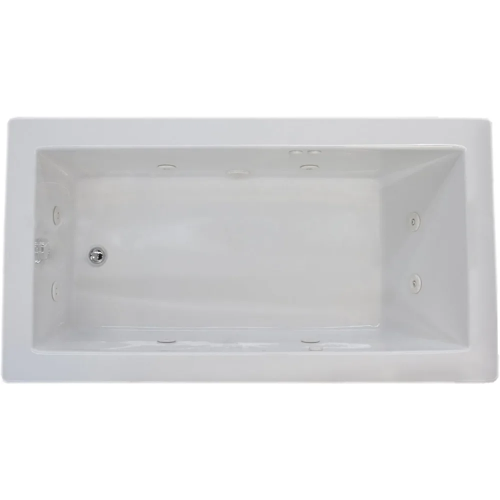 Villa Rectangular Whirlpool Bathtub, 32x72, Right Drainage, White with Online Friction Heater and White Finish Bathroom Fixture