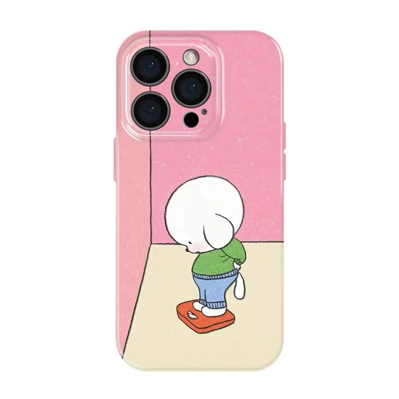 Weight Loss Dog Pink Cartoon Phone Case for IPhone 15 14 11 12 13 Pro Max 12 13 MINI Korean INS Mobile Phone Case for IPhone XR