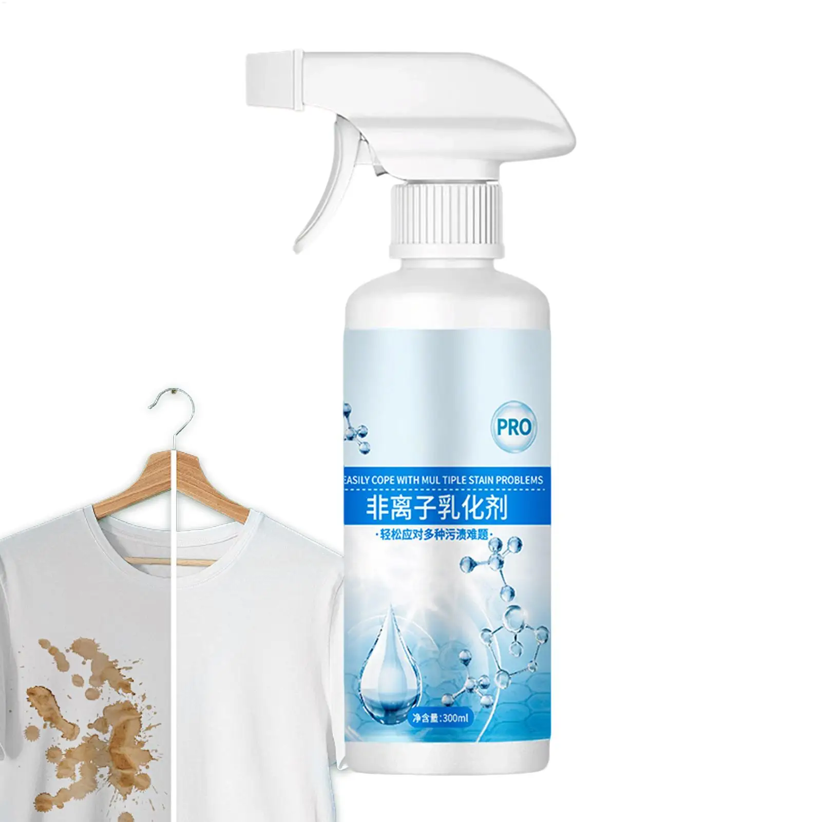 300ml Wäsche-Fleckenentferner-Spray Effektiver Öl- & Fett-Emulgator Entfernt Flecken von Arbeitskleidung, Bettwäsche & Feinwäsche Ideal