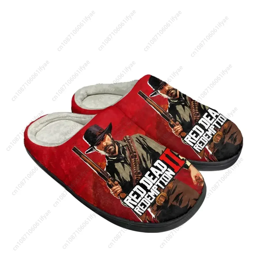 

Red Dead Redemption 2 Home Cotton Slippers Mens Womens Plush Bedroom Casual Keep Warm Shoes Thermal Slipper Customized DIY Shoe
