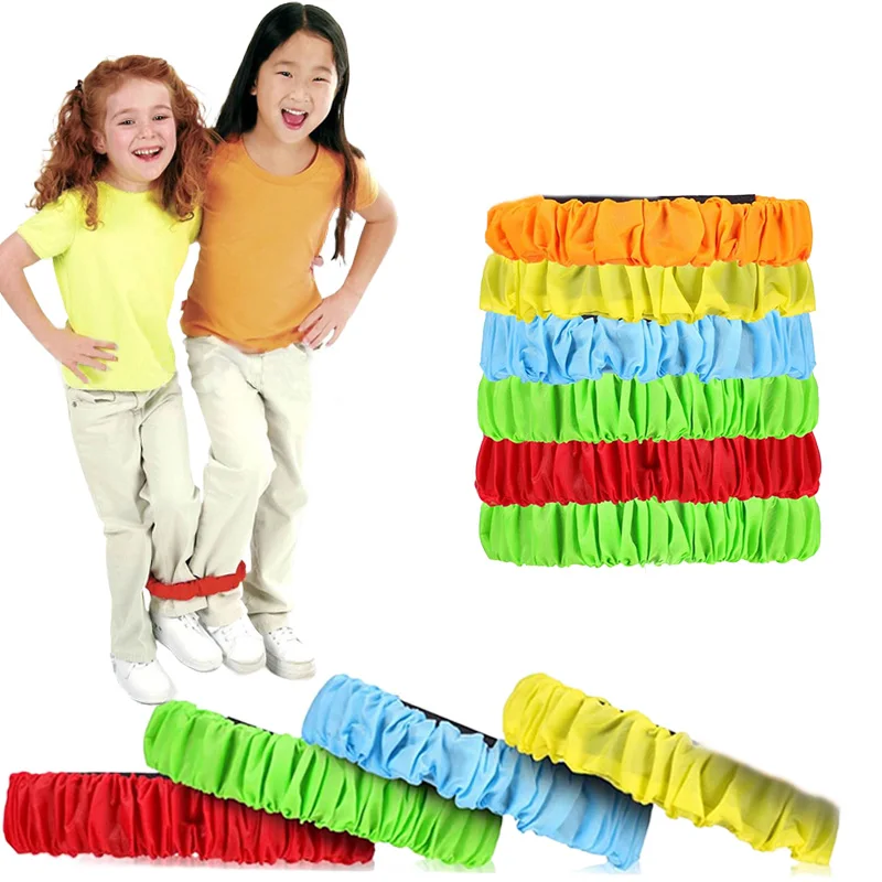 Three Legs Race Straps Elastic Band Children Toys Outdoor Exercise Group Games Sports Event Props Coordinated Training TMZ