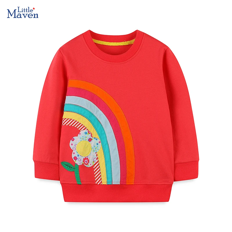 Little maven Autumn Kids Clothes Rainbow Flowers Appliques Girls Sweatshirt Children’s Clothing Cotton Toddler kids Sweatshirts