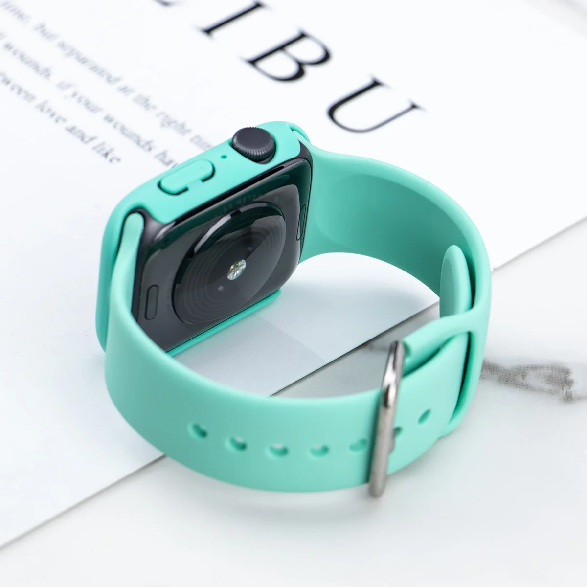 Glass+Case+Strap For Apple Watch band 44mm 40mm 45mm 41 38 42 46mm Silicone watchbands bracelet iWatch series 10 9 7 6 5 4 3 SE image 3