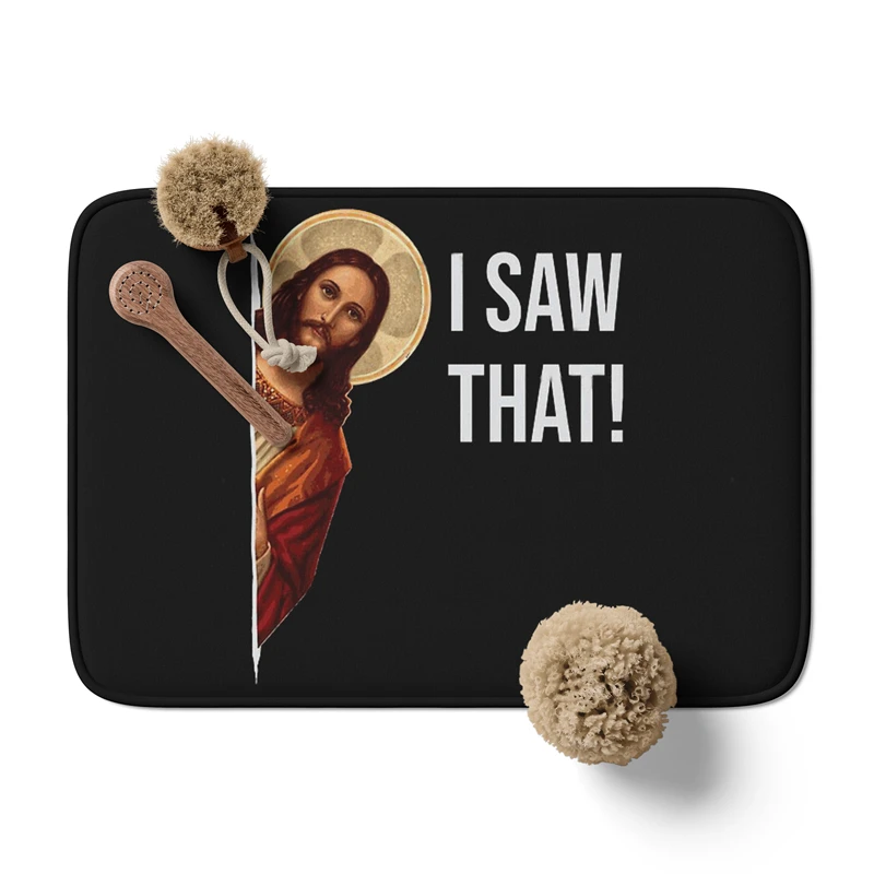 Aertemisi Jesus Meme I Saw That Bath Mat with Non Slip Base Absorbent Super Cozy Flannel Floor Rug Carpet