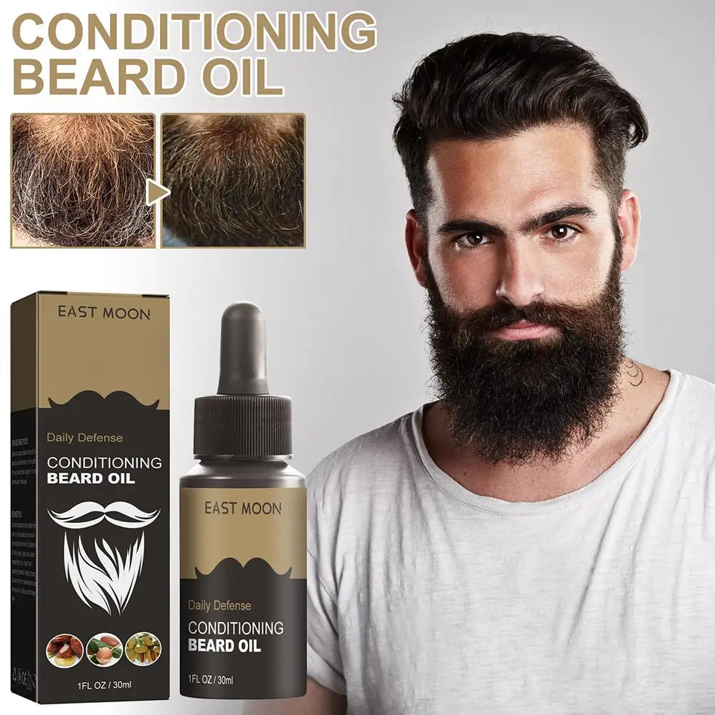 Huile de barbe hydratante pour moustache, revitalisant, éclat, nourrissant, adoucit, essentielle, lisse, renforce, Y7S0