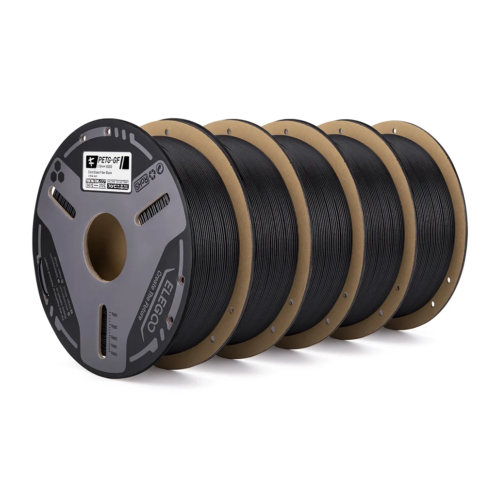 

ELEGOO PETG-GF Стекловолоконная нить 1.75 мм, серая, 1 кг, высокая жесткость, электрическая изоляция, подходит для большинства FDM 3D-принтеров