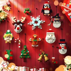 Gobricks 2023 Christmas Pendant Snowman Elk Santa Claus Xmas Tree Pendants Building Blocks Ornaments Gift Idea Home Decorations