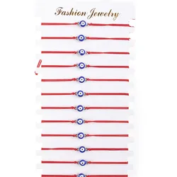 12Pcs/lot Blue Eyes Charms Braided Bracelet Set for Women Child Adjustable Rope Wristband Bracelet Jewelry Gifts